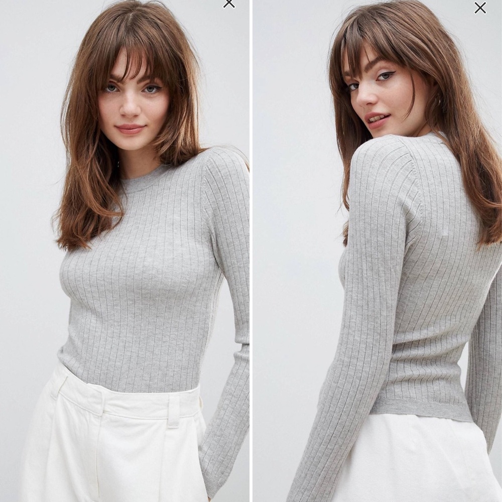 ASOS Gray Ribbed Sweater in fine knit (brand new)